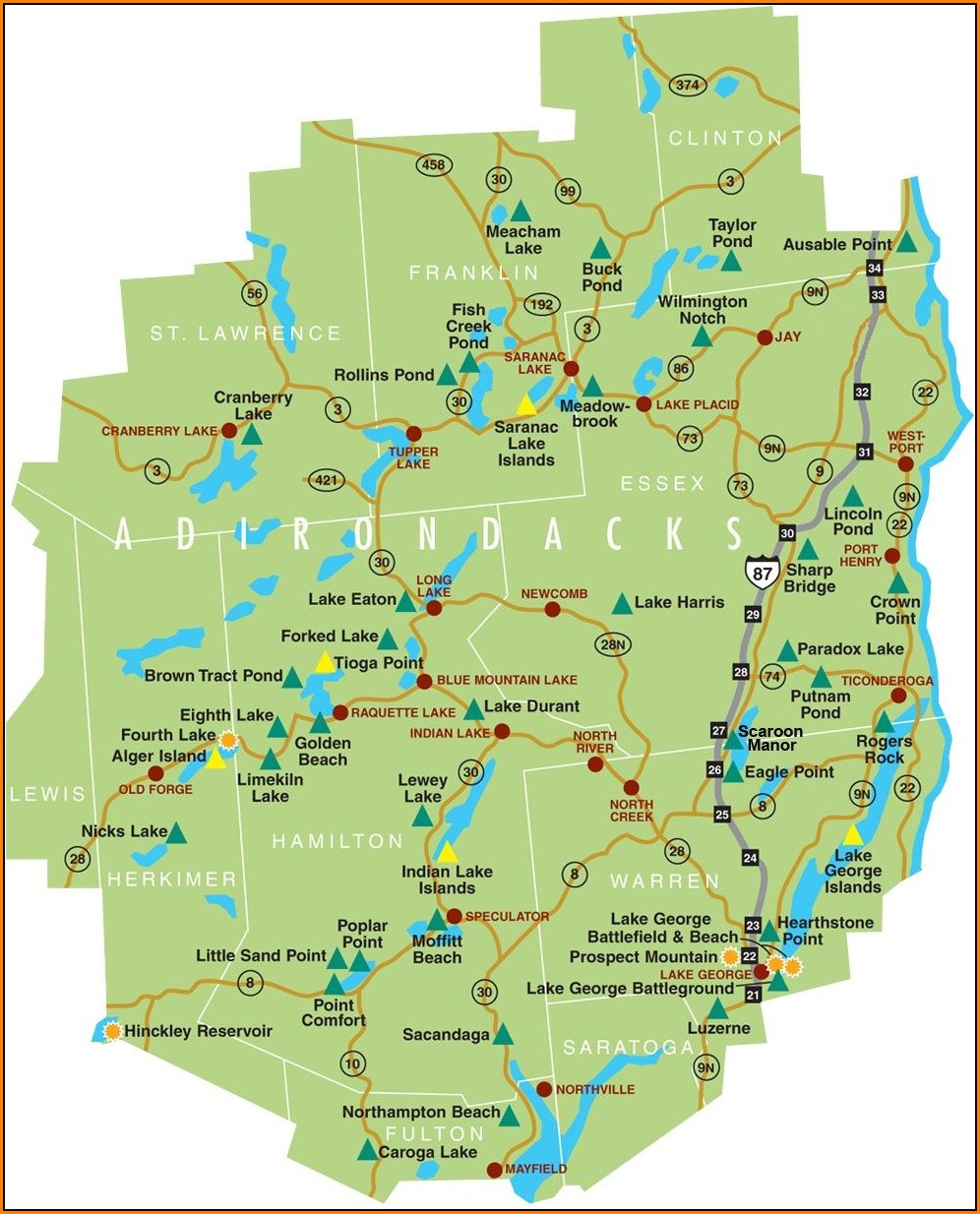 Map Of The Adirondacks