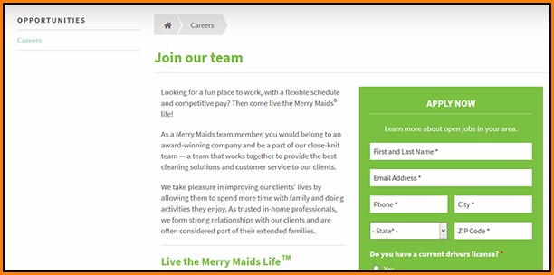 Merry Maids Job Application Online