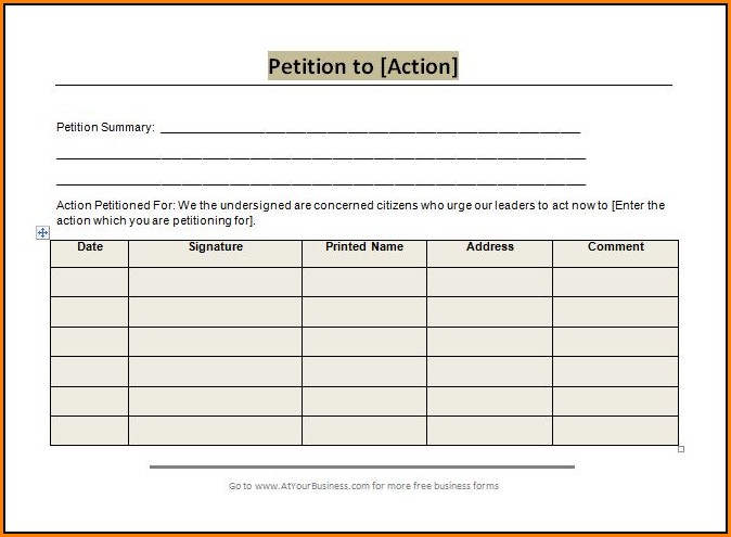 Petition Forms Templates