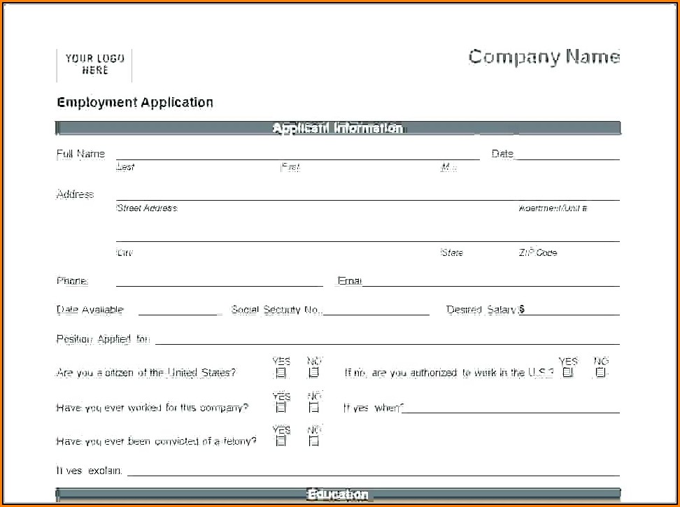 Printable Blank Job Application Form Pdf Job Application Resume