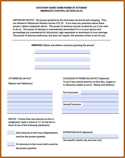 Printable Durable Power Of Attorney Form Tennessee