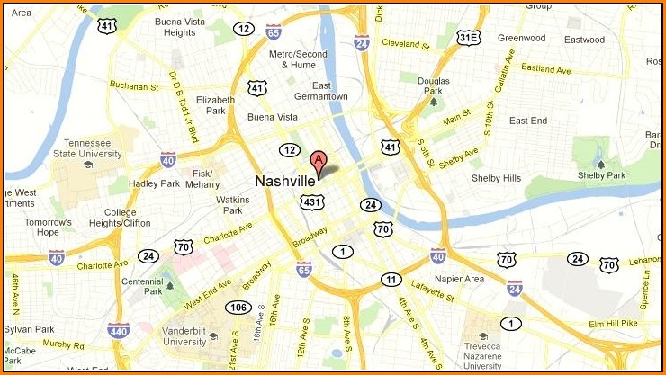 Printable Map Of Nashville Downtown