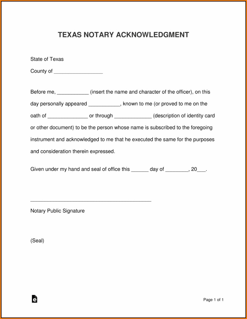 Printable Notary Forms Texas