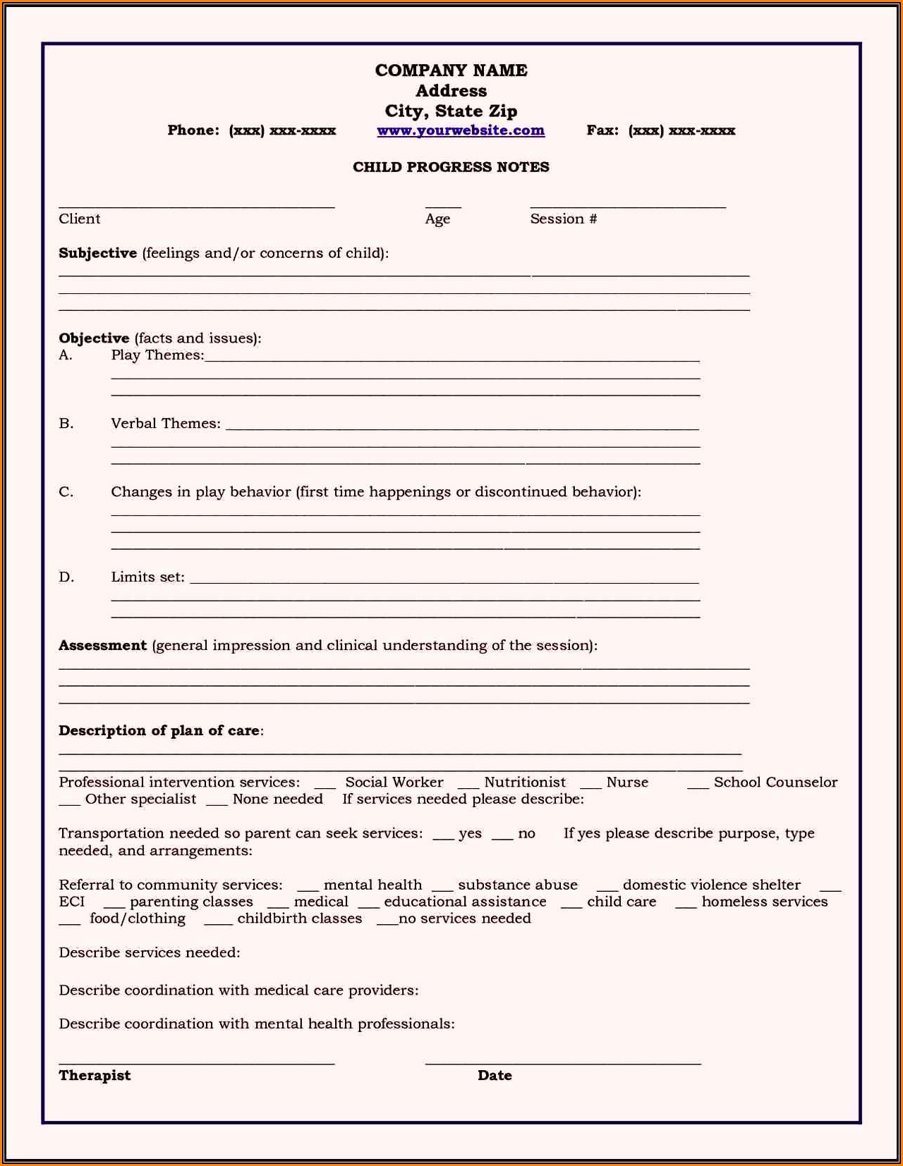 Psychotherapy Forms Templates