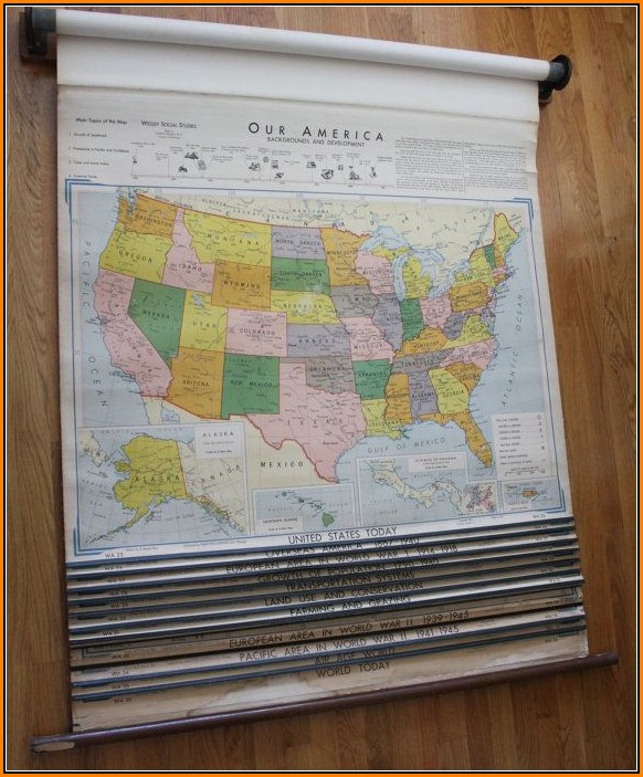 Pull Down Classroom Maps Vintage