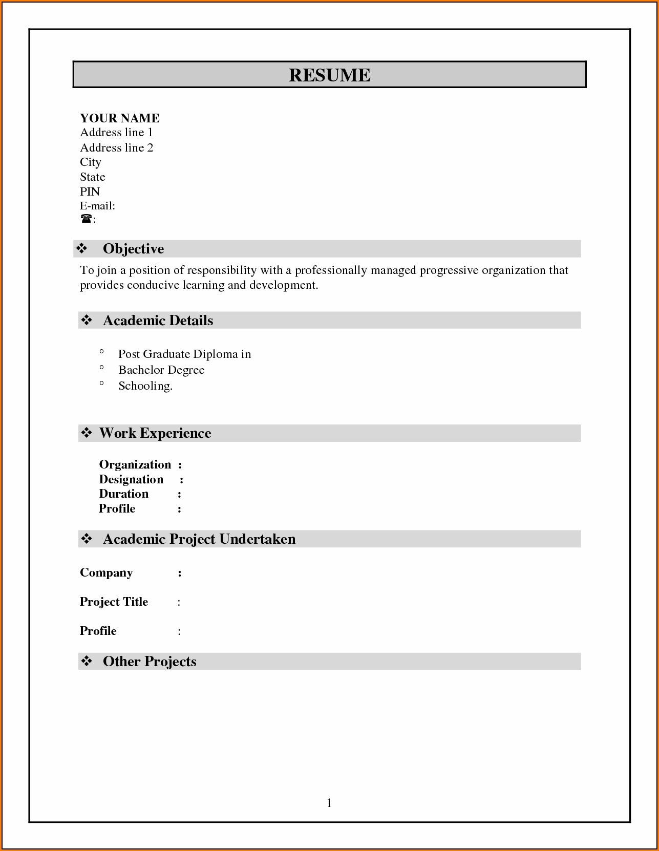Resume Format Pdf Free Download