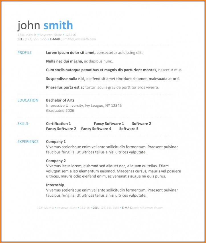 Resume Template Word Free Download 2018