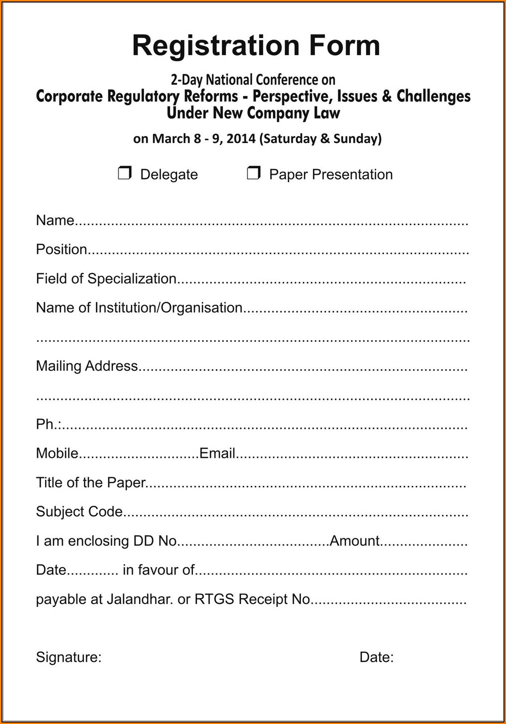 Sports Registration Form Template Word