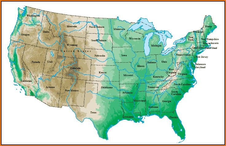Topographical Map Of Usa States