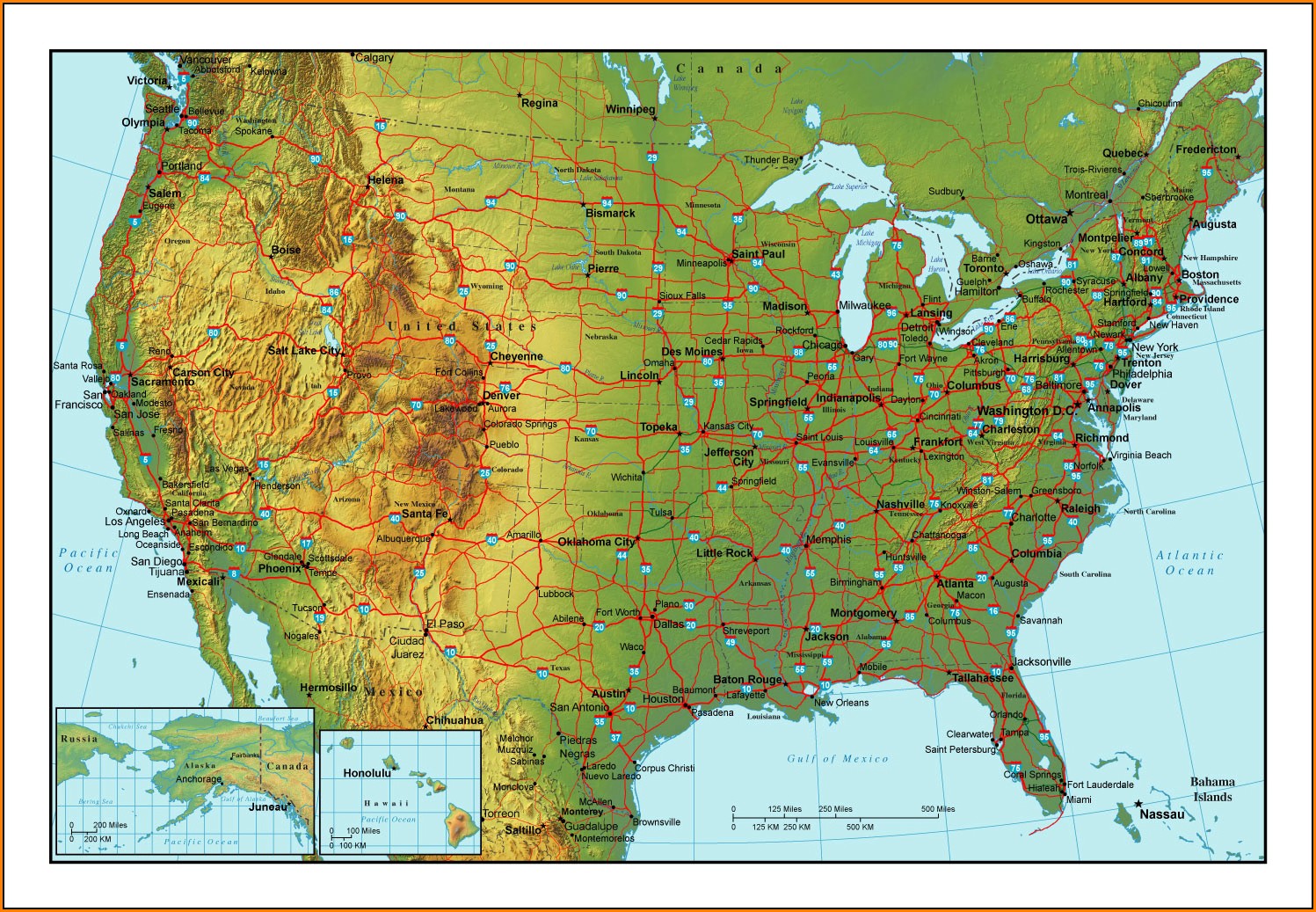 Topographical Map Of Usa