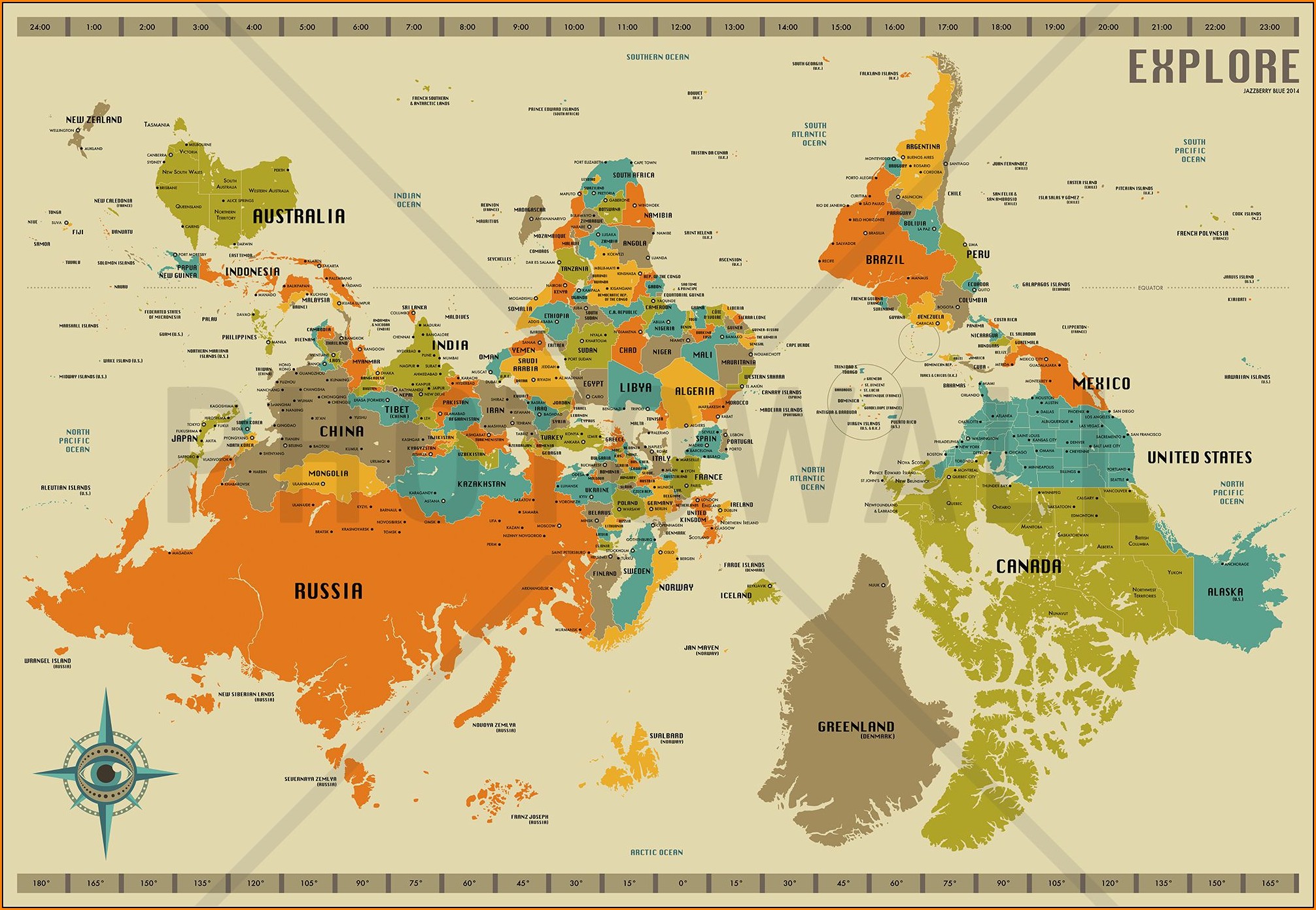 Upside Down World Map Wallpaper