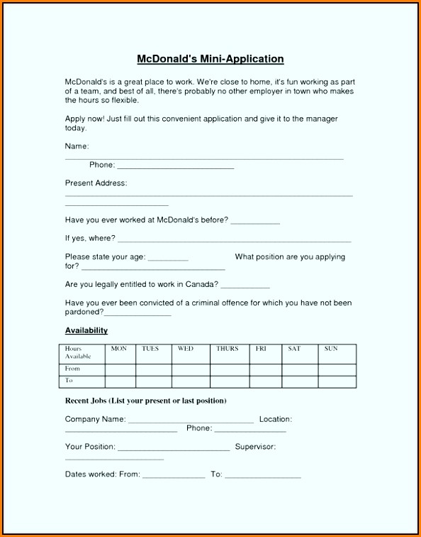 Walmart Job Application Form Print Out