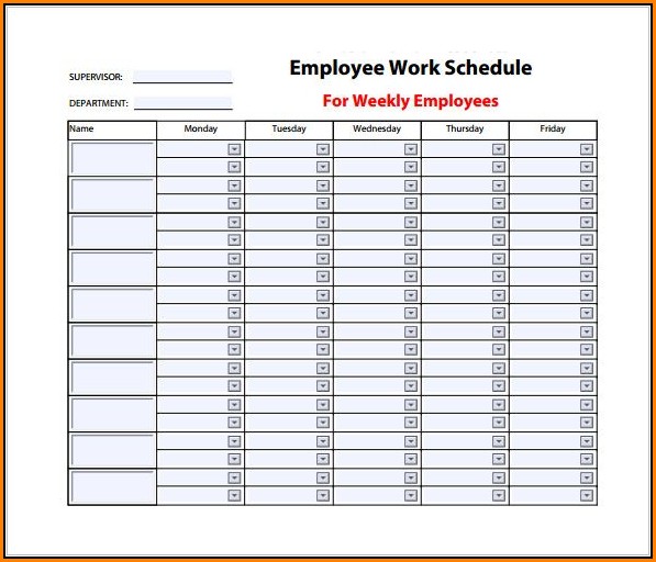 Weekly Work Schedule Template Excel Free