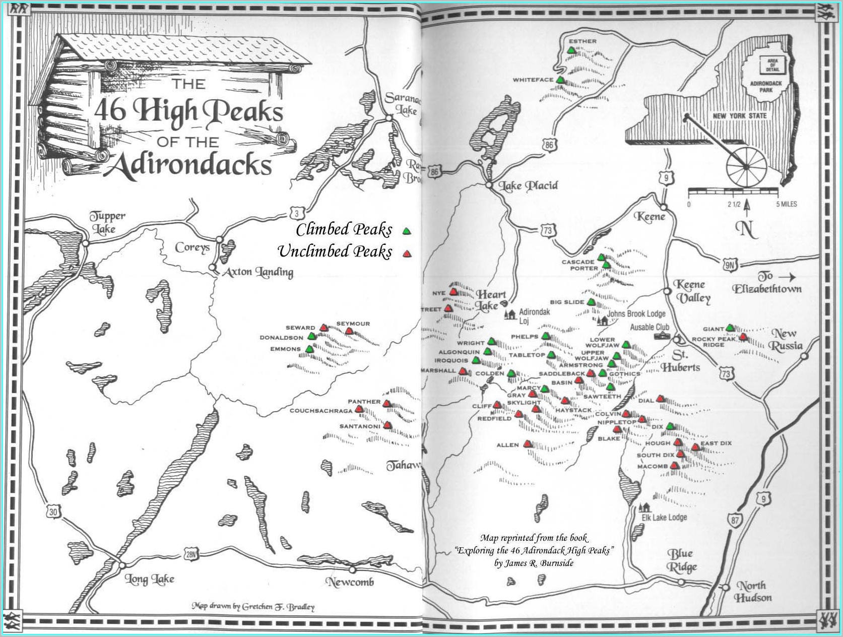 46 High Peaks Adirondacks Map
