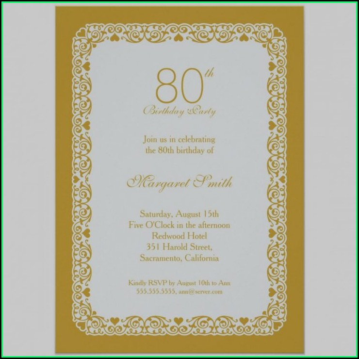 80th Birthday Invitation Layout