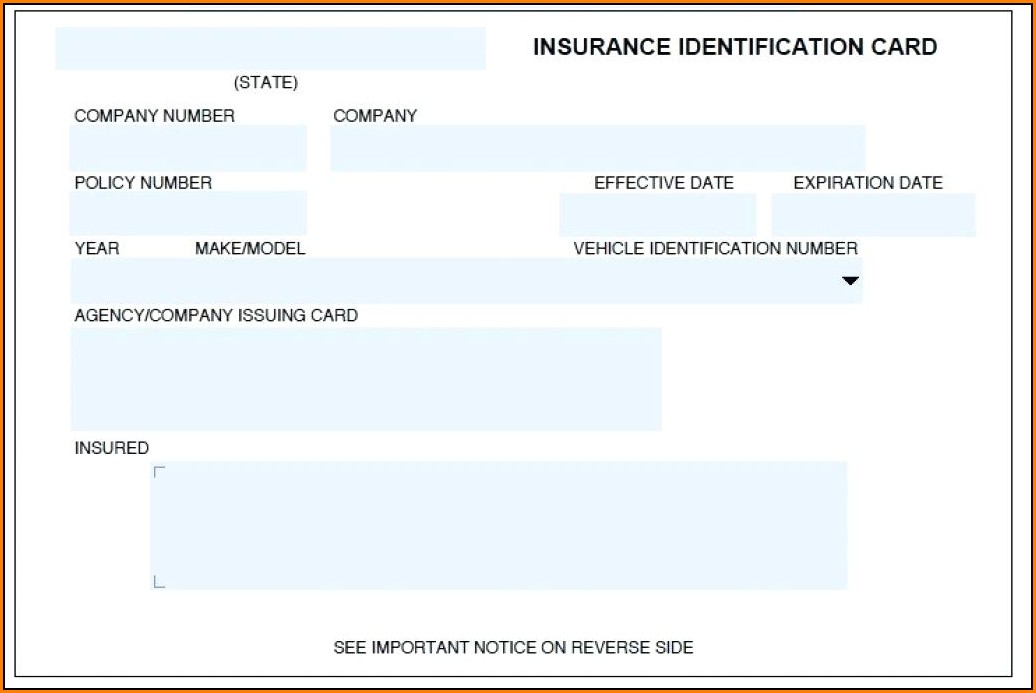 Blank Insurance Card Template