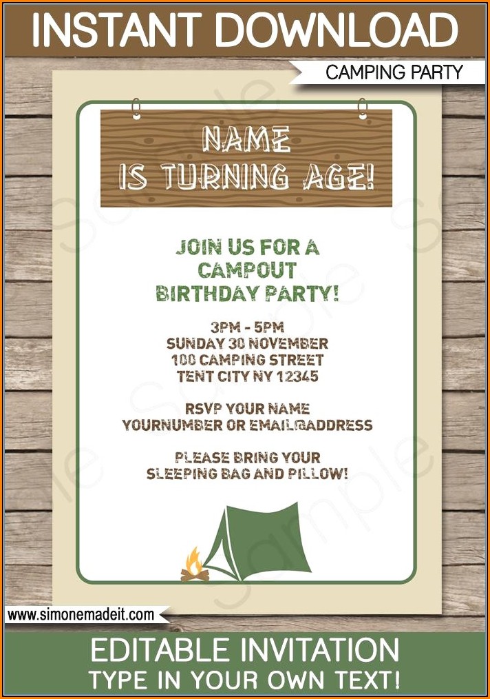 Free Camping Birthday Party Invitation Templates