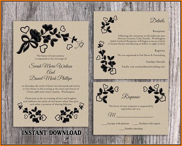 Free Editable Rustic Wedding Invitation Templates