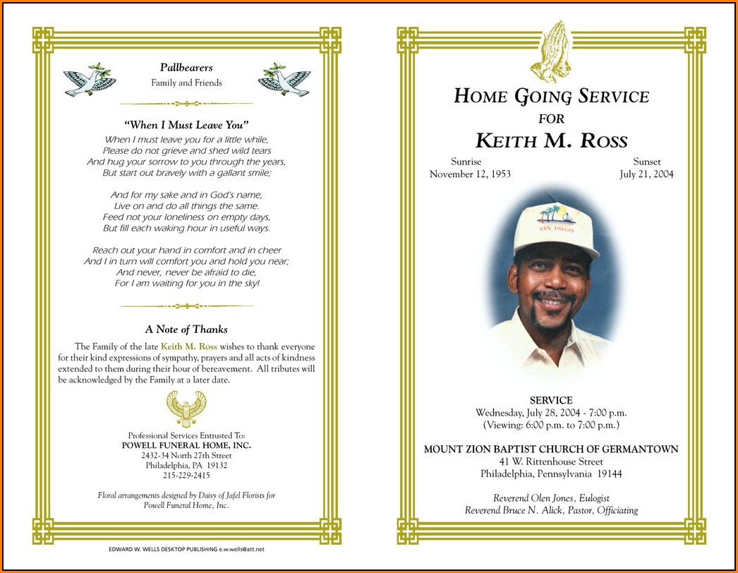 Free Funeral Program Template Microsoft Publisher Download Template 1