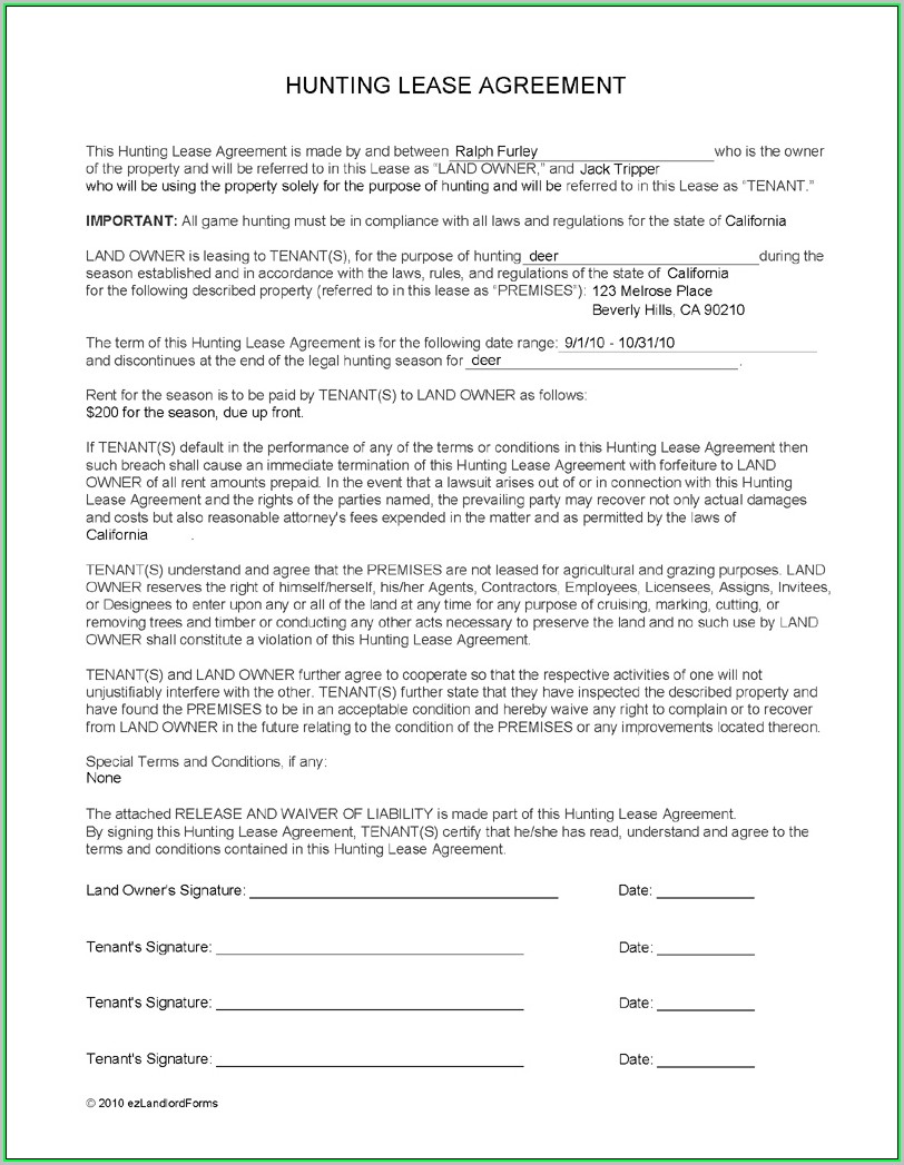 Free Hunting Lease Agreement Template