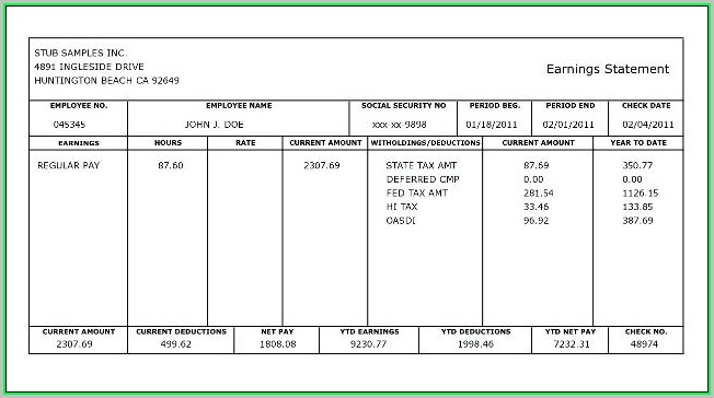 Free Paycheck Stub Template Download