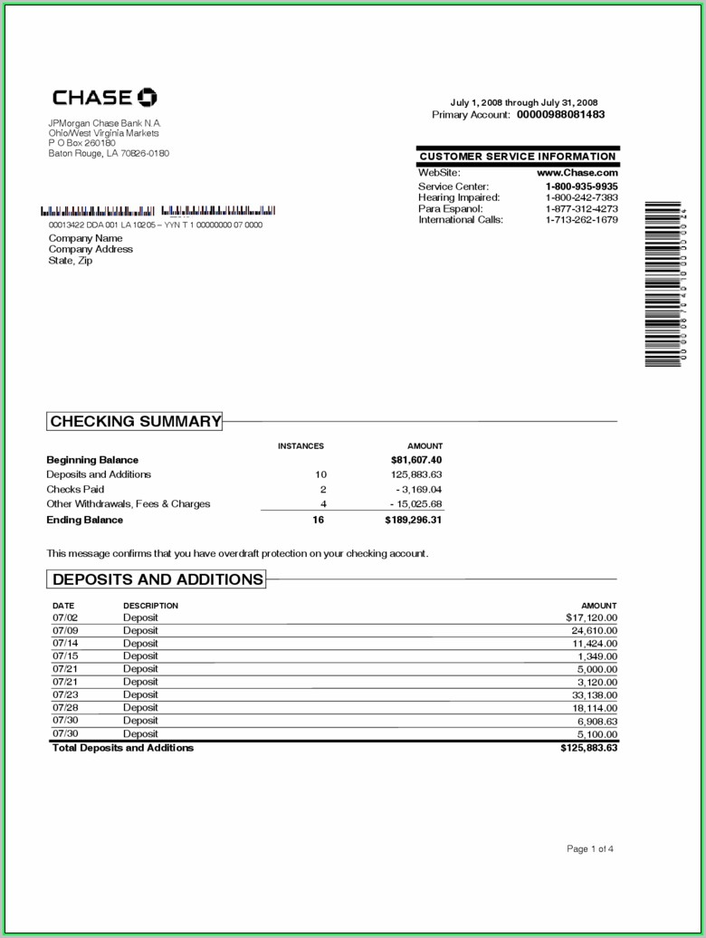 Free Printable Bank Statement Template Download