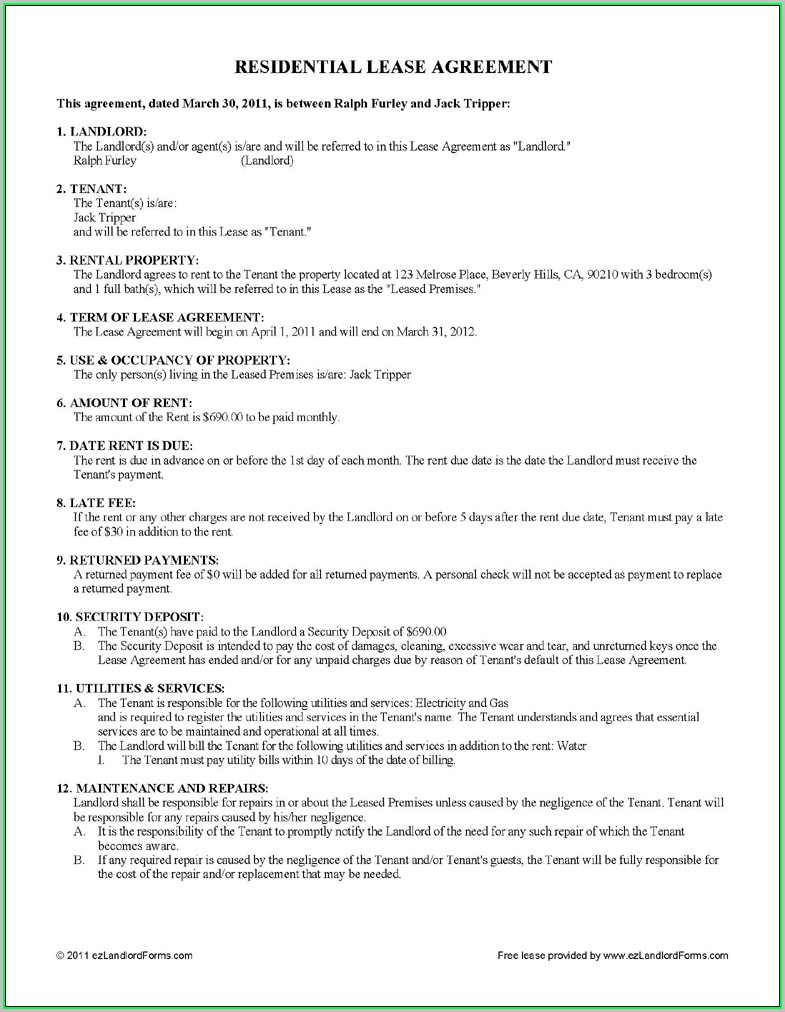 Free Rental Lease Agreement Template