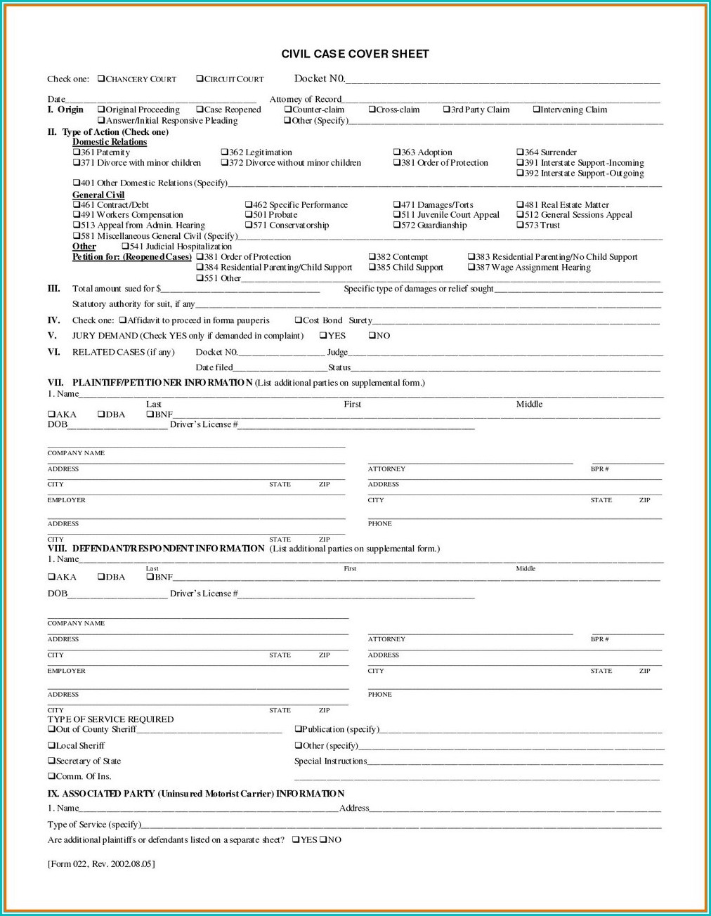 Tennessee Divorce Forms