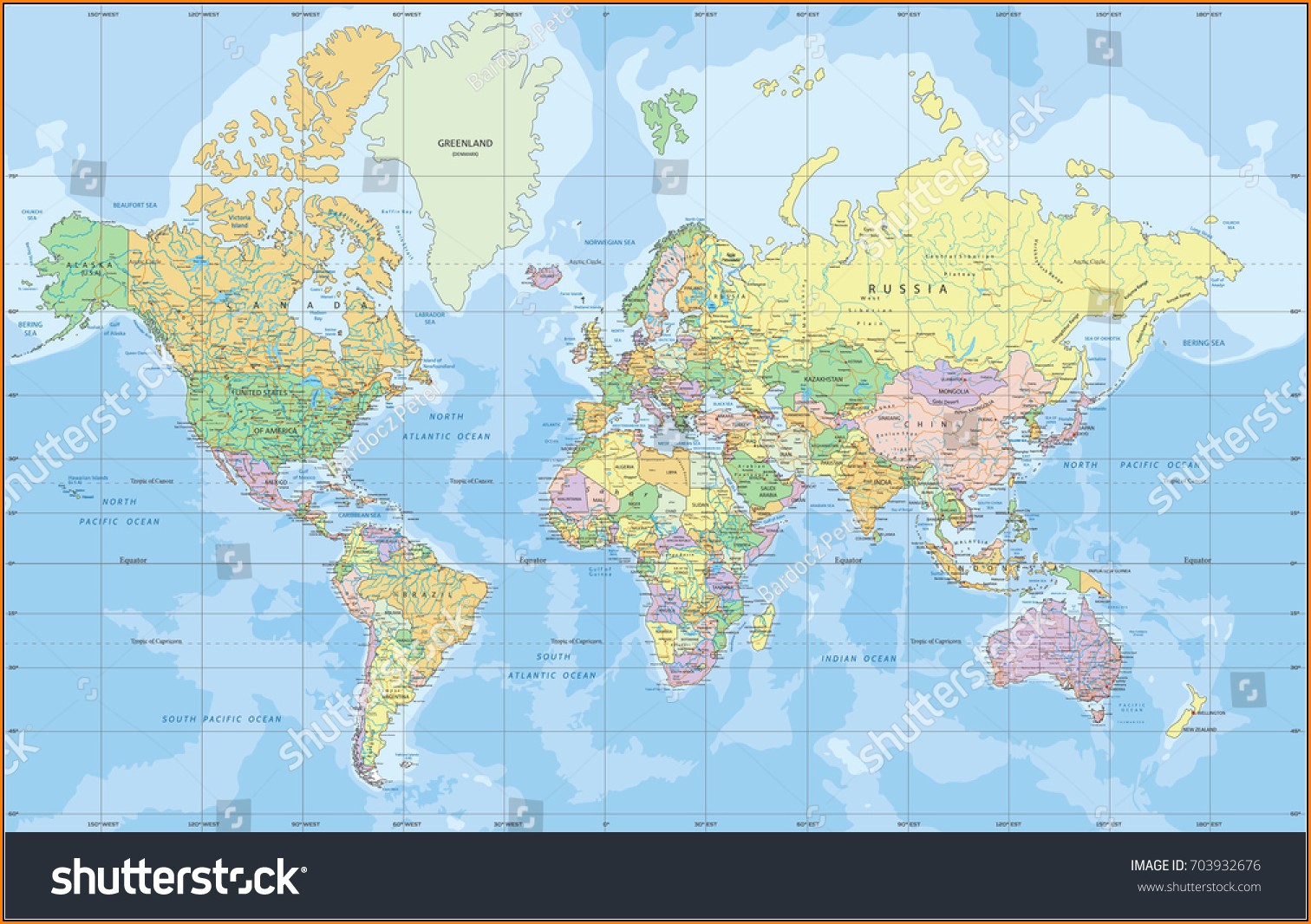 World Political Map Mercator Projection