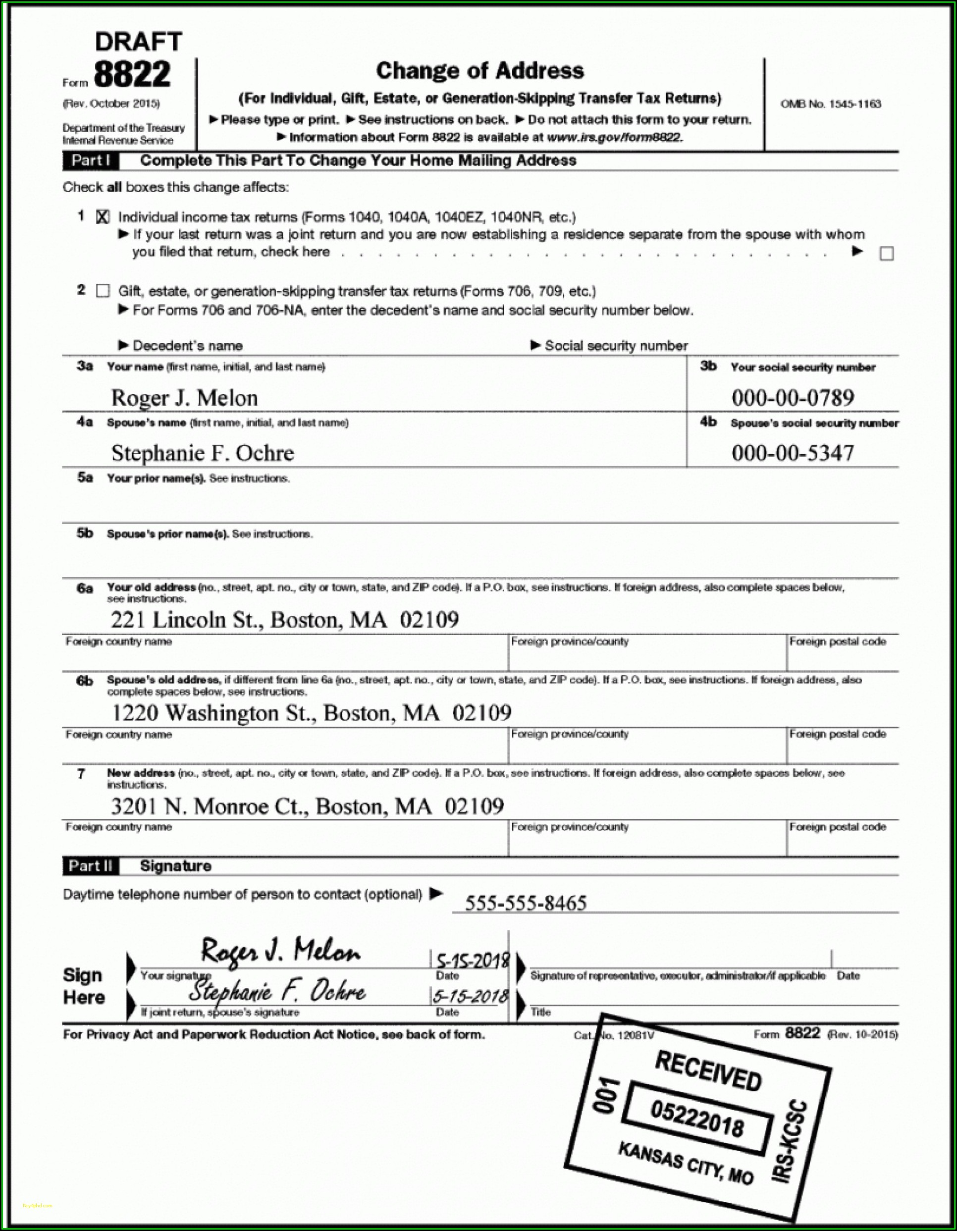 1040a Tax Form Example