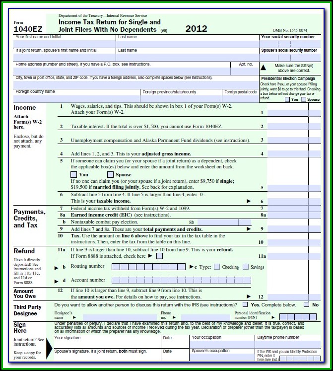 1040ez Tax Forms 2013