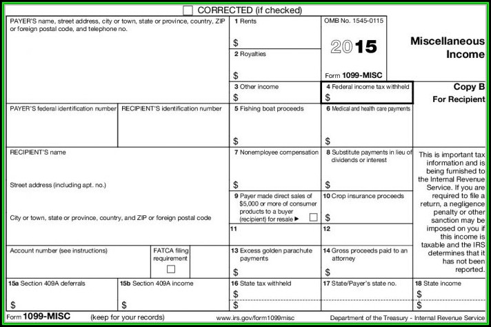 1099 Tax Form 2015 Printable