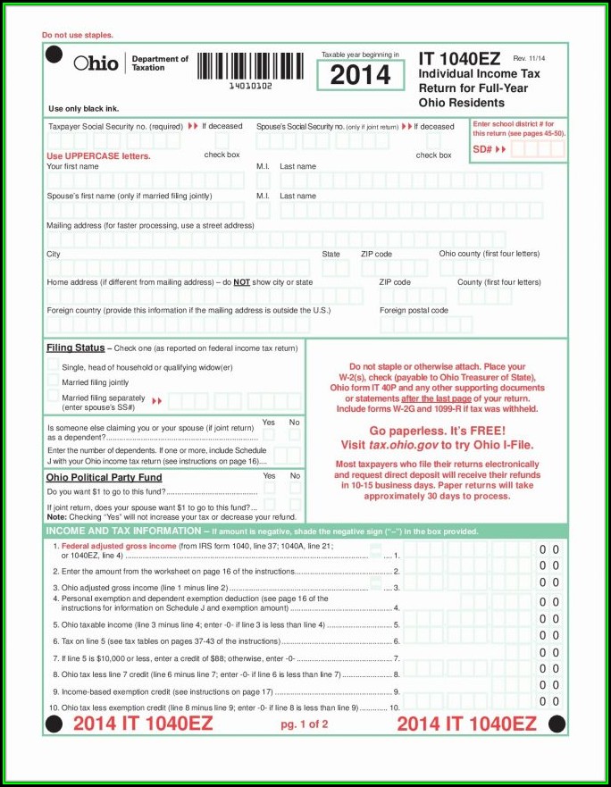 2014 Fillable Form 1040a