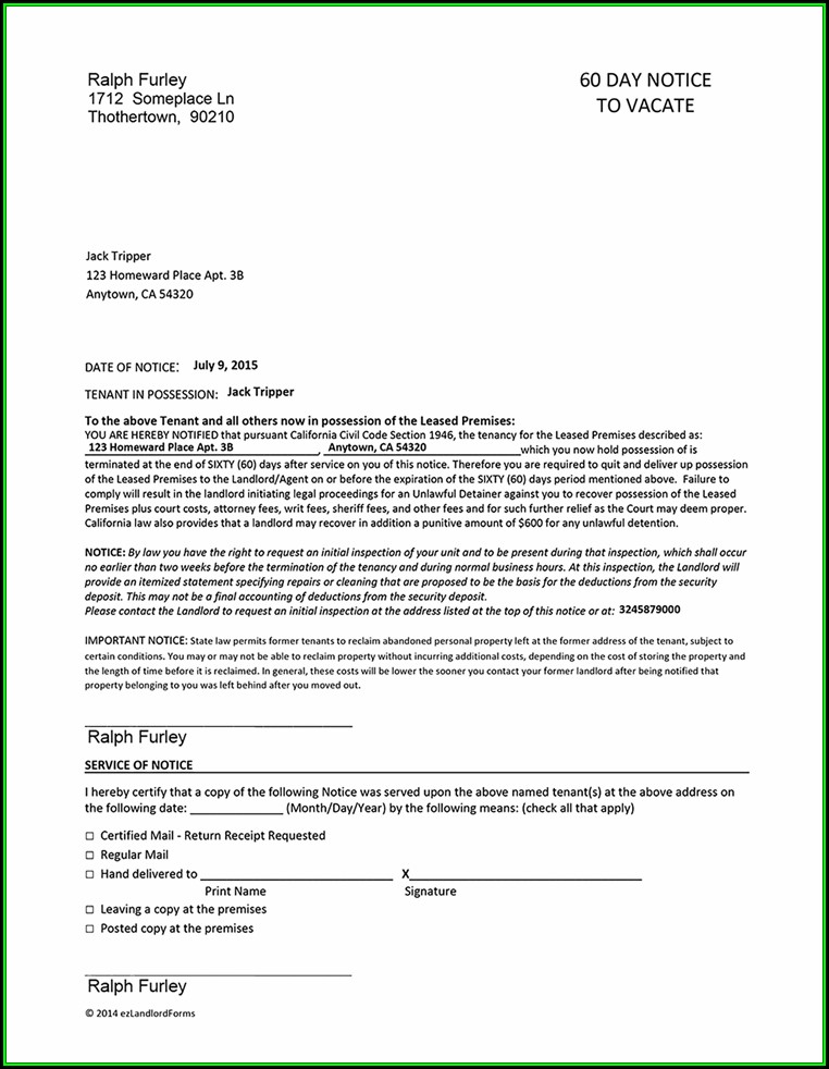60 Day Eviction Notice California Form