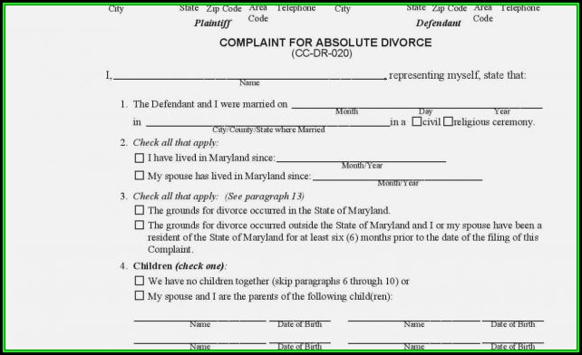 Absolute Divorce Forms In Maryland