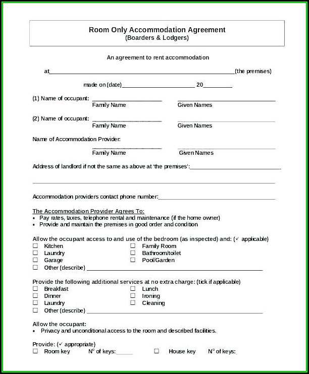 Blank Room Rental Agreement Form