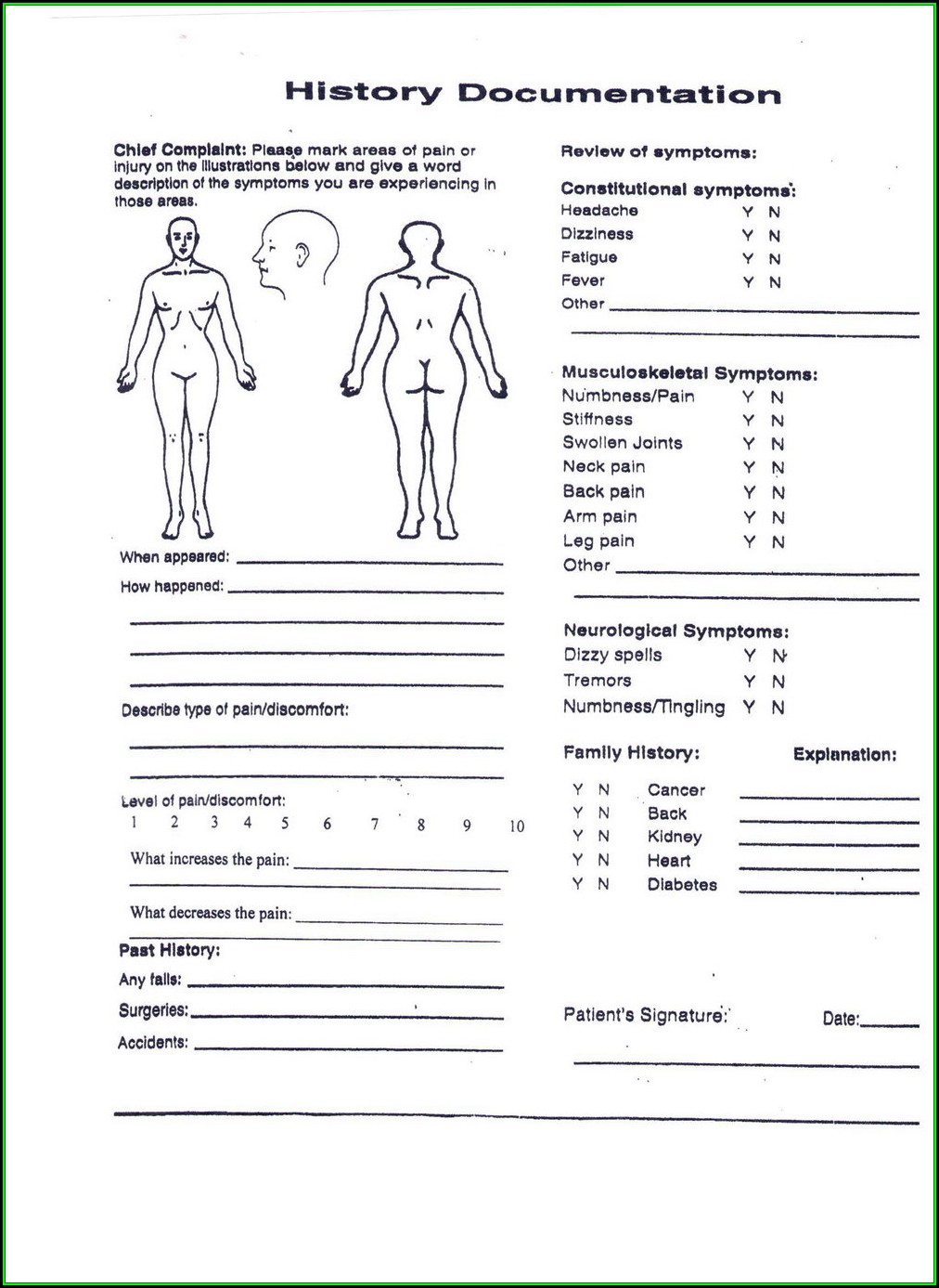 Chiropractic Intake Forms In Spanish