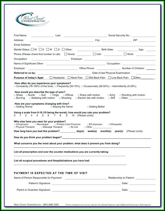 Intake Form Template For Counseling