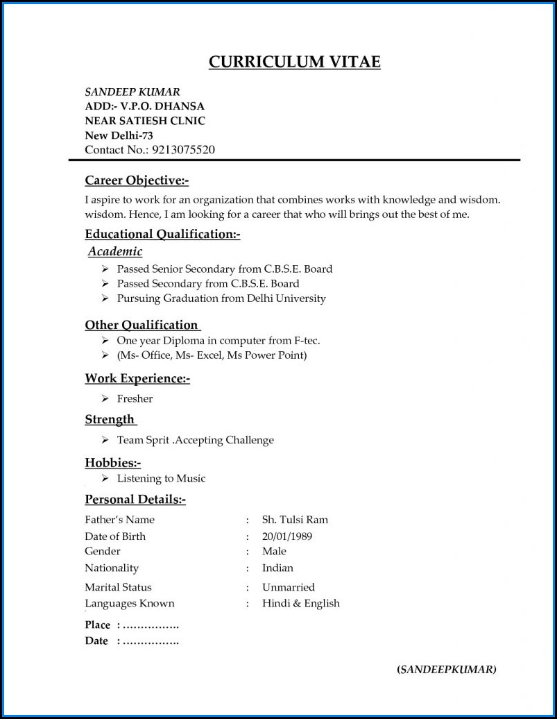 Different Types Of Resumes Free Download