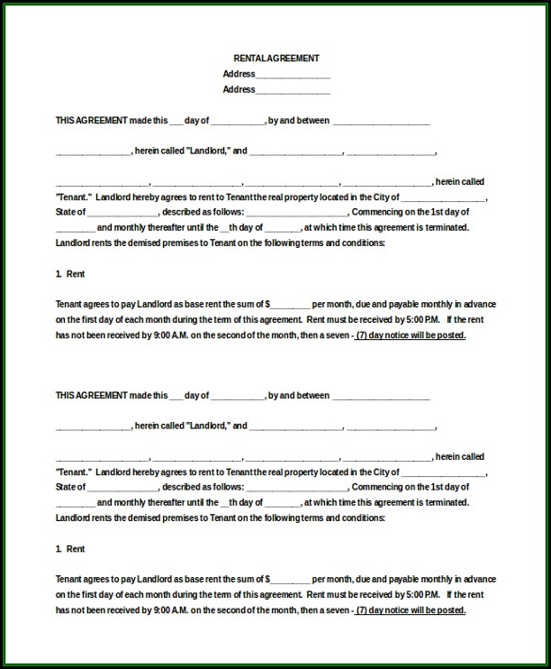 Apartment Rental Agreement Template Word
