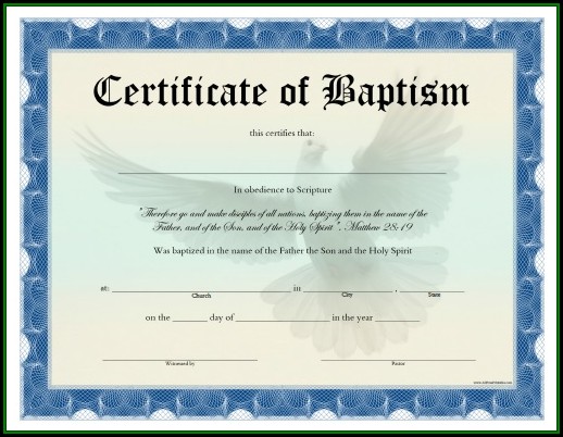 Baptism Certificate Template Word Free
