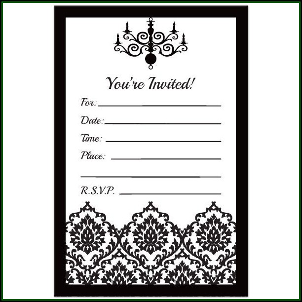 Black And White Birthday Party Invitations Templates
