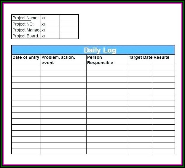 Construction Project Log Template Excel