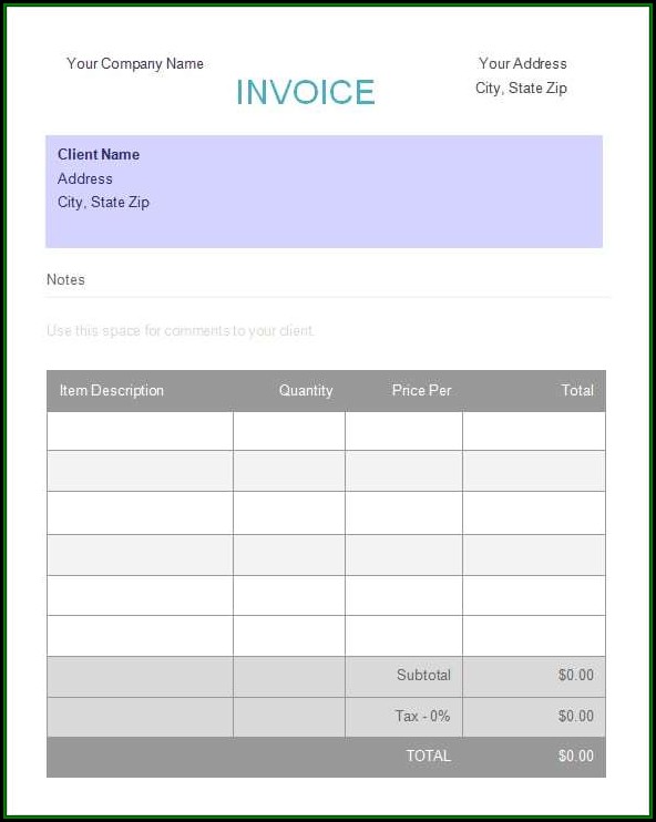 Deposit Invoice Template Excel