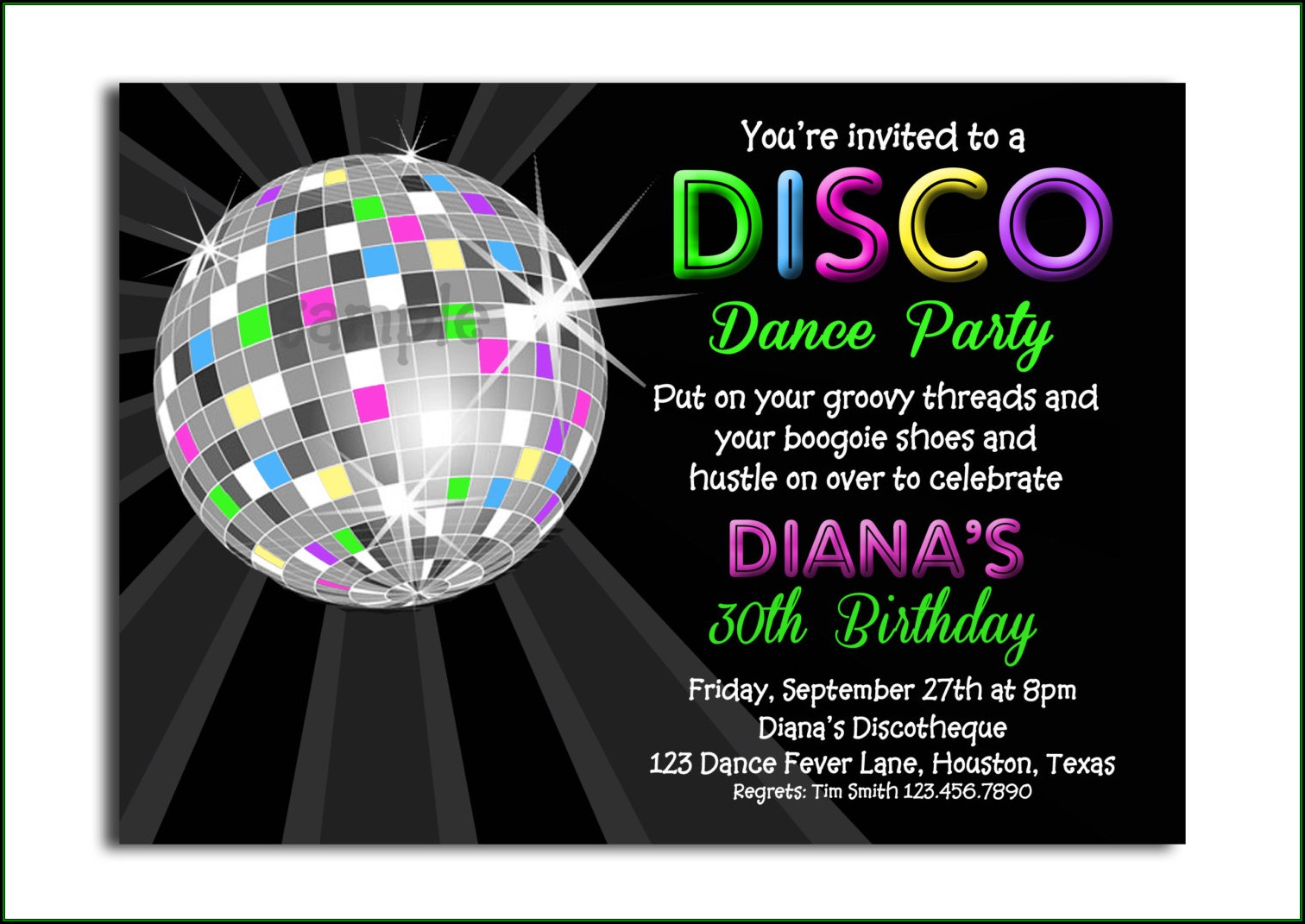 Disco Party Invites Templates Free