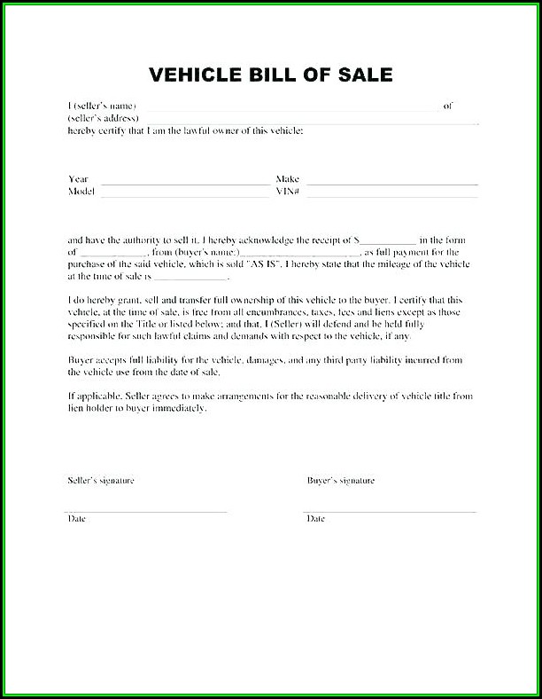 Car Purchase Agreement Template Word