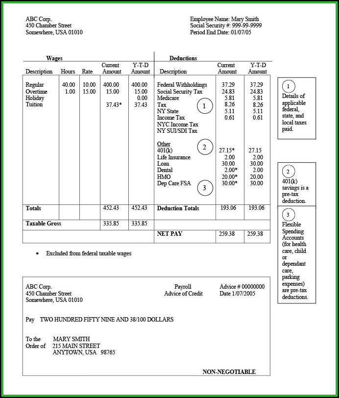 Check Stubs Template Free