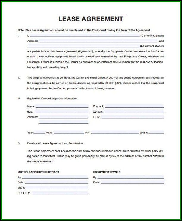 Commercial Vehicle Lease Agreement Template Word