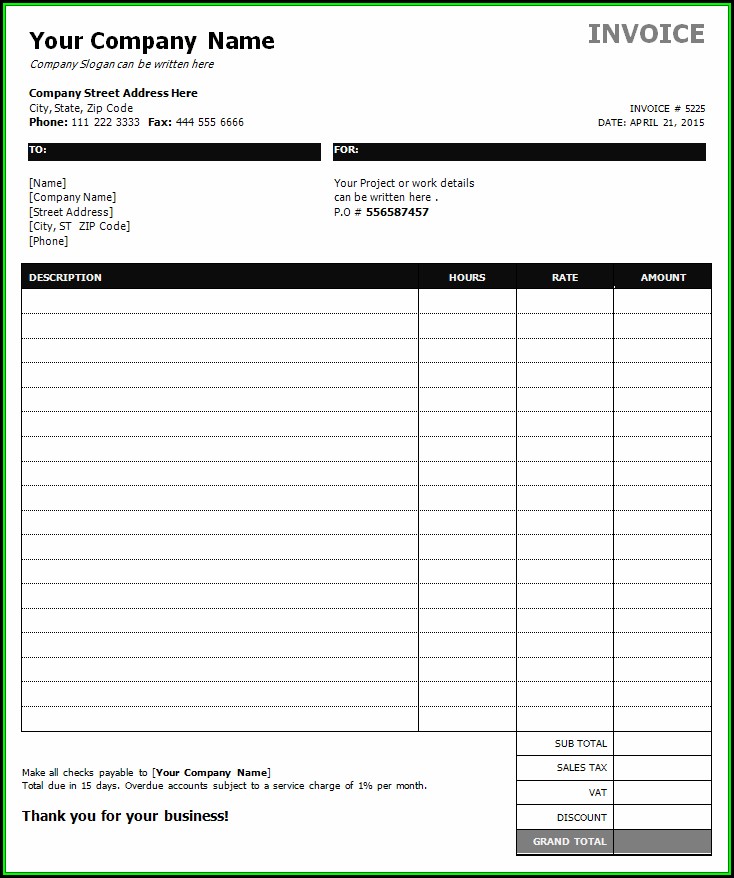 Consultant Hourly Invoice Template