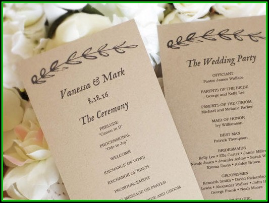 Diy Printable Wedding Program Template